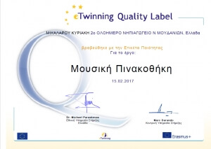 Ετικέτα ποιότητας στο 2ο νηπιαγωγείο Ν. Μουδανιών για το πρόγραμμα eTwinning – Μουσική Πινακοθήκη