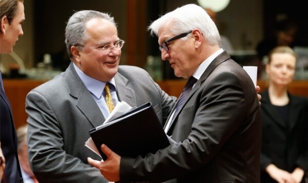 Κοινό μήνυμα προς την Τουρκία έστειλαν οι υπουργοί Εξωτερικών της Ελλάδας και της Γερμανίας Νίκος Κοτζιάς και Φρανκ Βάλτερ Σταϊνμάιερ